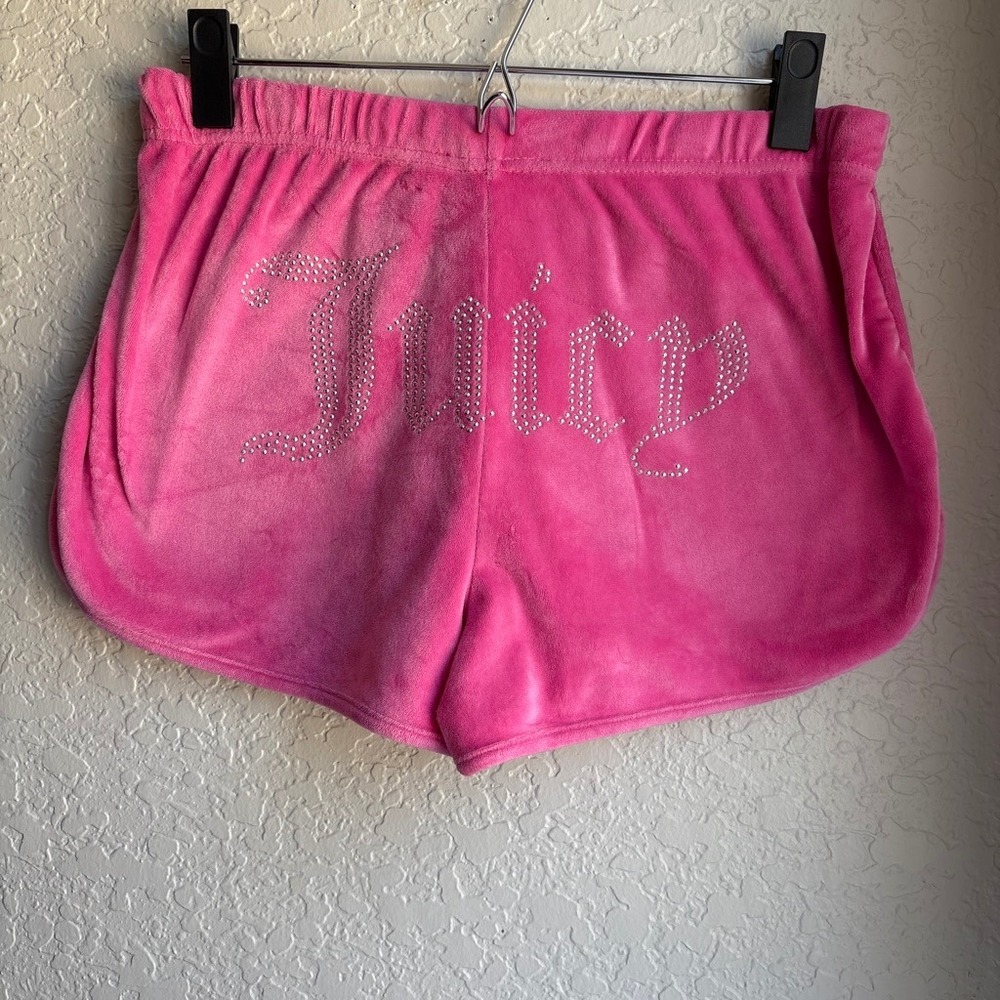 Juicy Couture Velour Womens M Y2K Sleep Shorts Pink Rhinestone Girly Festival